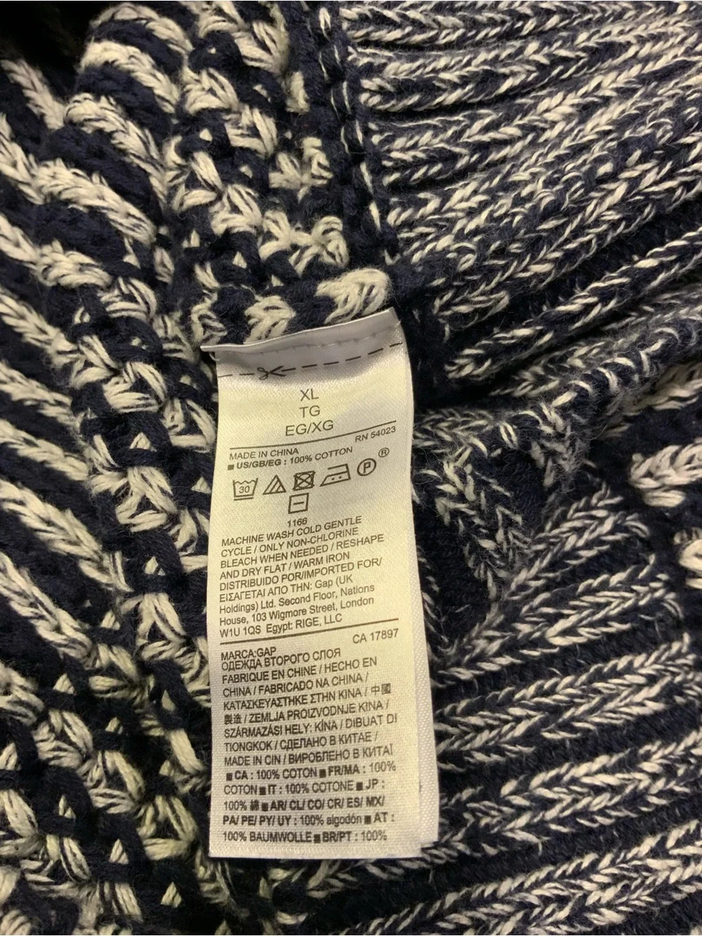 GAP Navy and White Teddy Toggle Cardigan Jacket